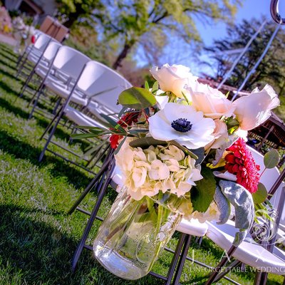 Garden Wedding Bouquet Hanging in Mason Jar