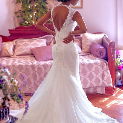 Bridal wearing a Galina Signature Gown at Carl House