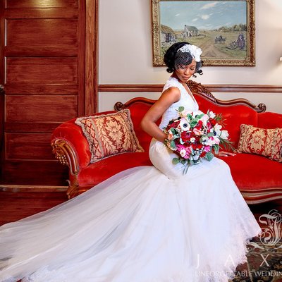 Elegant Bride in Galina Signature Gown at the Carl House