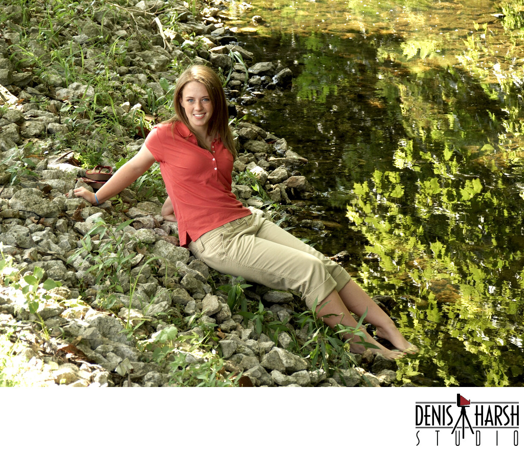 Bloomington Senior Pictures Barefoot in the creek
