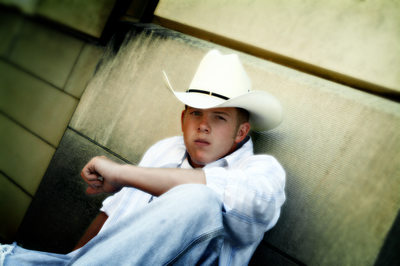 Country Western Style Senior Boy in Ten Gallon Hat