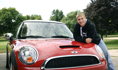 Senior Pictures Bloomington Normal-Boy with his car