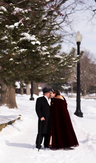 Wedding Photography in Snow at Miller Park, Bloomington