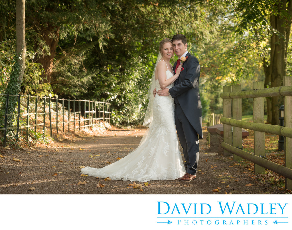 Bride & Groom in the grounds of New Hall Hotel in Sutton Coldfield