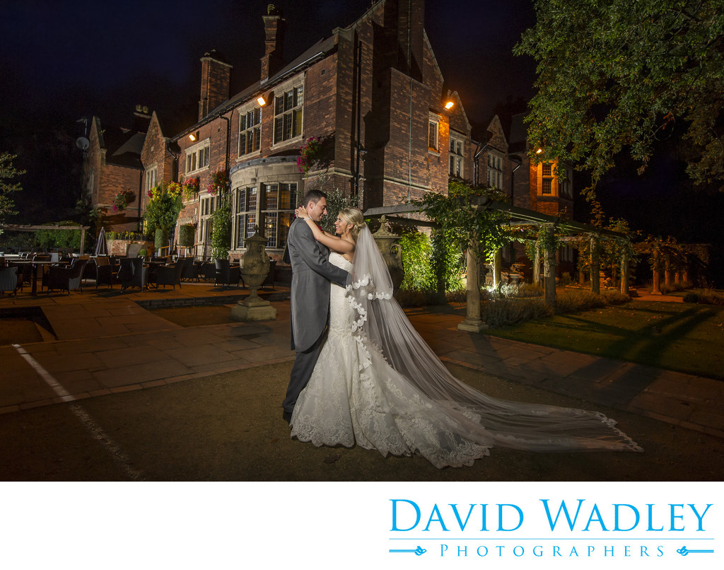Nightime for wedding photography at Moxhull Hall Hotel
