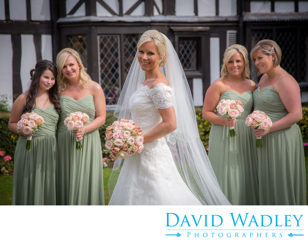 Bride together with her Bridesmaids at Nailcote Hall.