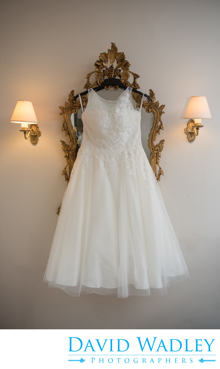 Wedding dress photographed at New Hall Hotel Sutton Coldfield.