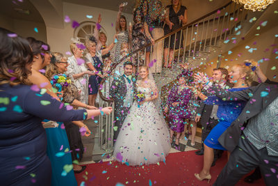 Warwick House Southam Wedding Confetti on the staircase.