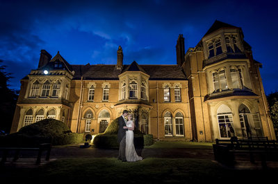 Stunning nighttime wedding photography at Highbury Hall Birmingham.