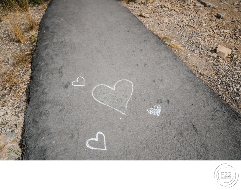 Lake Tahoe Wedding Photography: Chalk Hearts Sidewalk