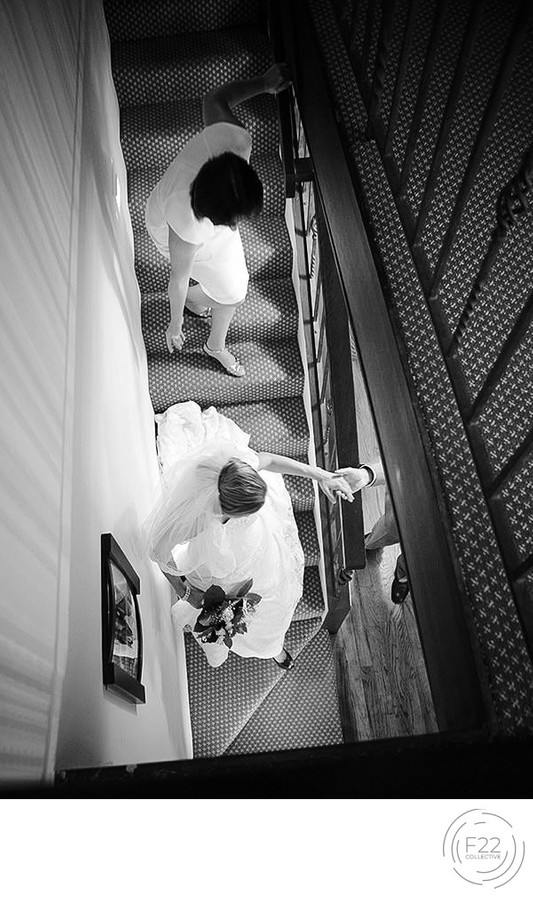 Bride Walking Down Stairs