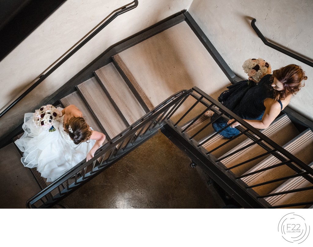 Best Wedding Photographers Sacramento Bride Down Stairs