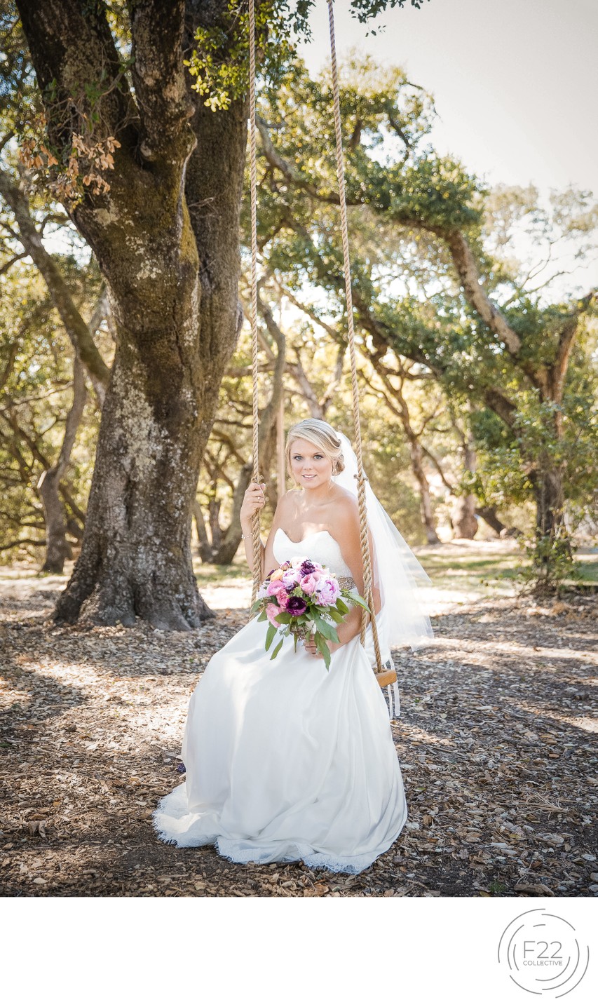 Bride on Swing: Sacramento Wedding Photographers