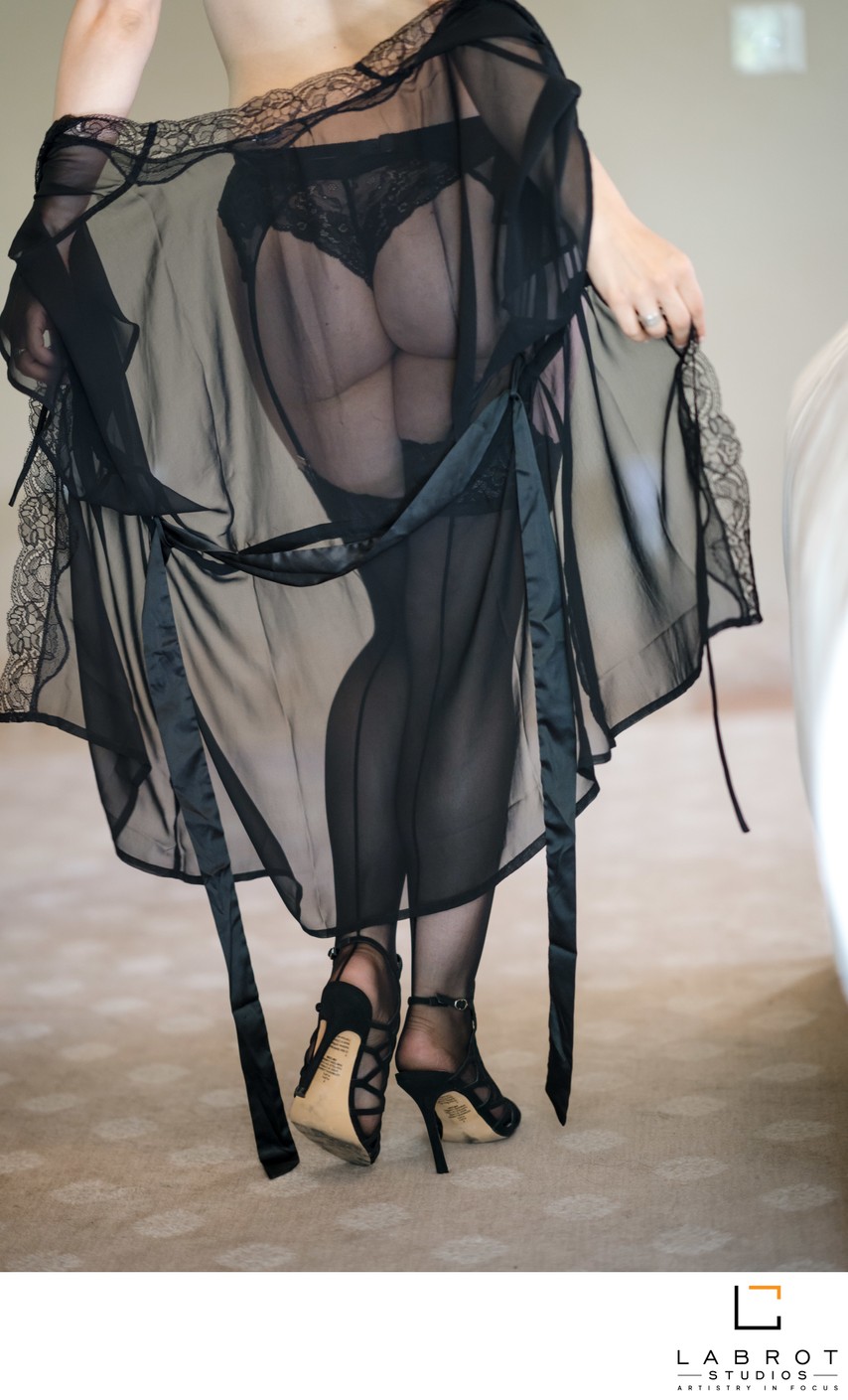 Black Lace Robe Boudoir Photographers Sacramento