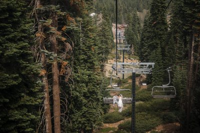 Lake Tahoe Wedding Photography: Couple Ski Lift