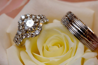Close up of wedding rings.