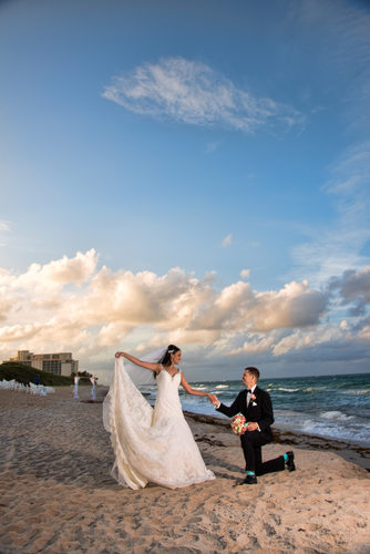 First wedding dance on the beach portrait