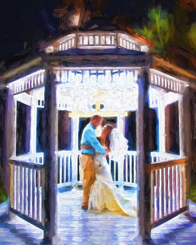 Private Dance in Gazebo in Oil Painting like rendition.