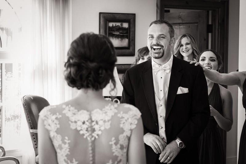 Father and daughter first look during her wedding