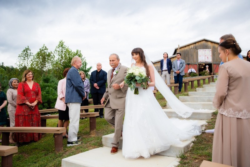 Bride Approaches Ceremony at Mountain Mist Farms
