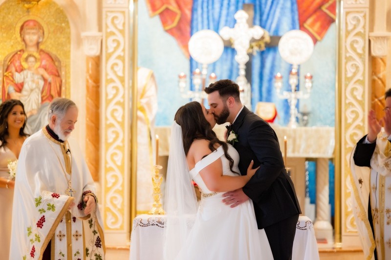 First Kiss at Press Room Wedding