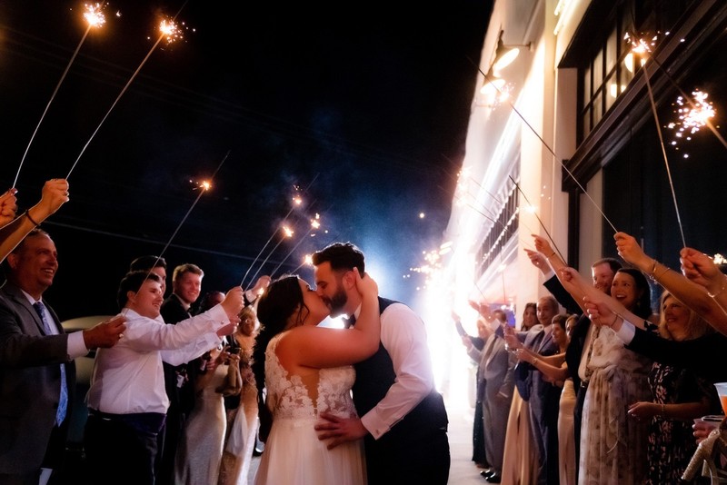 Sparkler Exit at Press Room Wedding