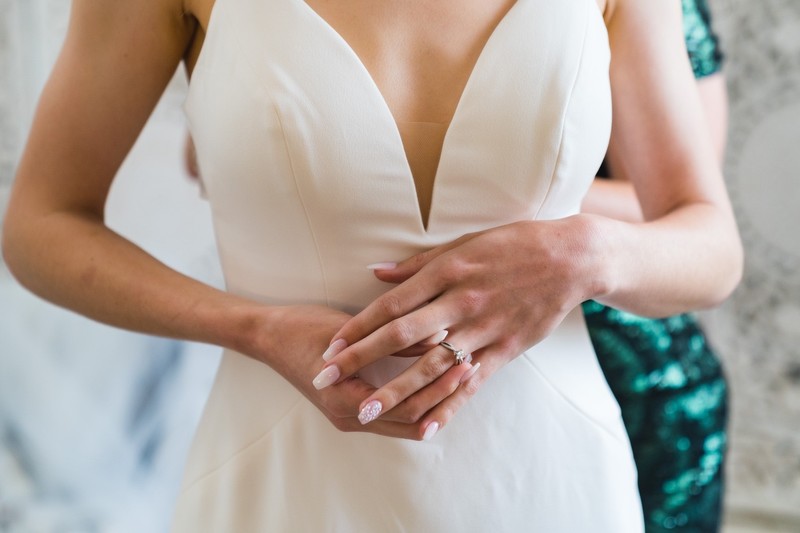 Wedding Dress and Ring Detail at Ramble Creek Wedding