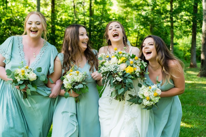 Joyful Bridesmaids at Ramble Creek Wedding