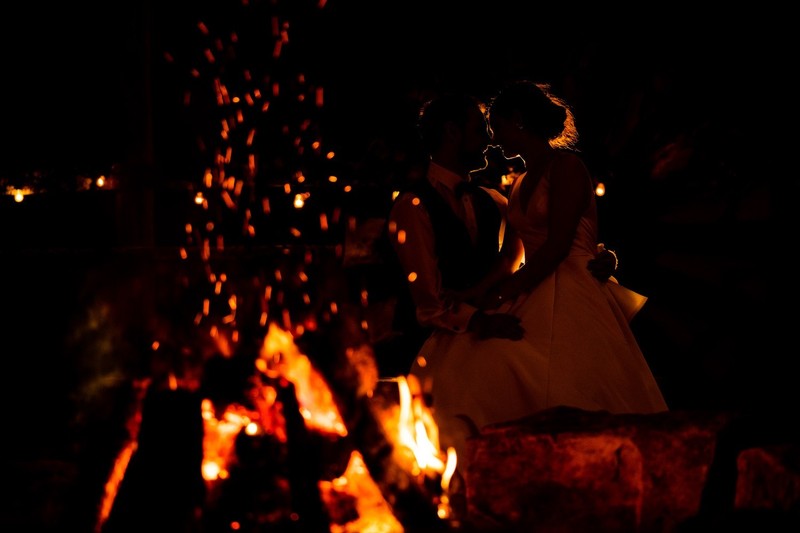 Fireside Moment at Barn at Highpoint Farms Wedding