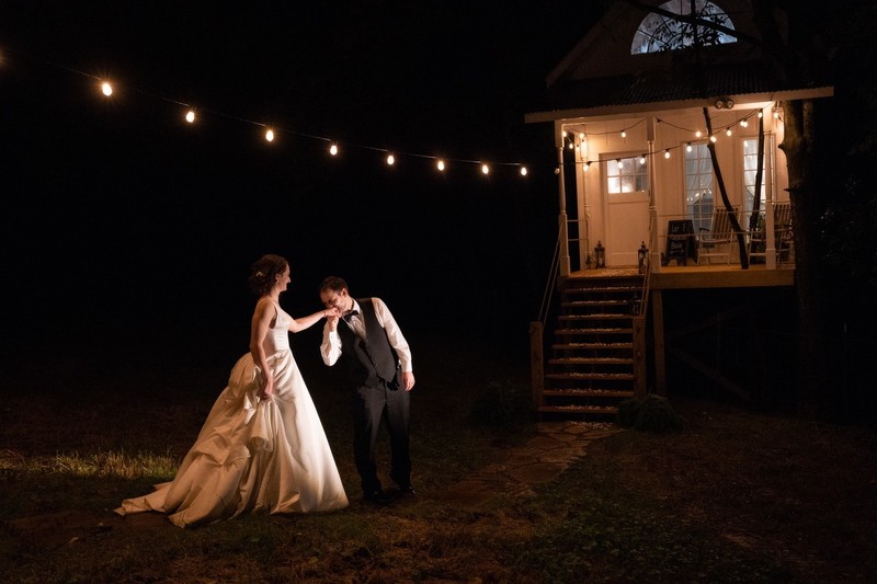 Night Portrait at Barn at Highpoint Farms Wedding