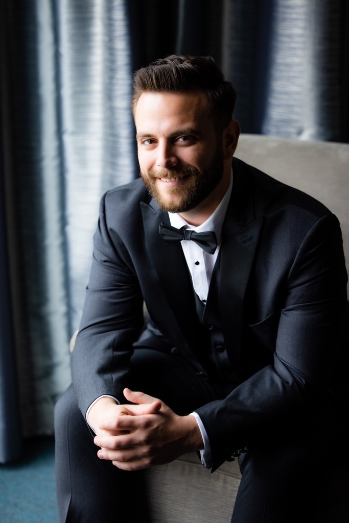 Groom Portrait at Press Room Wedding