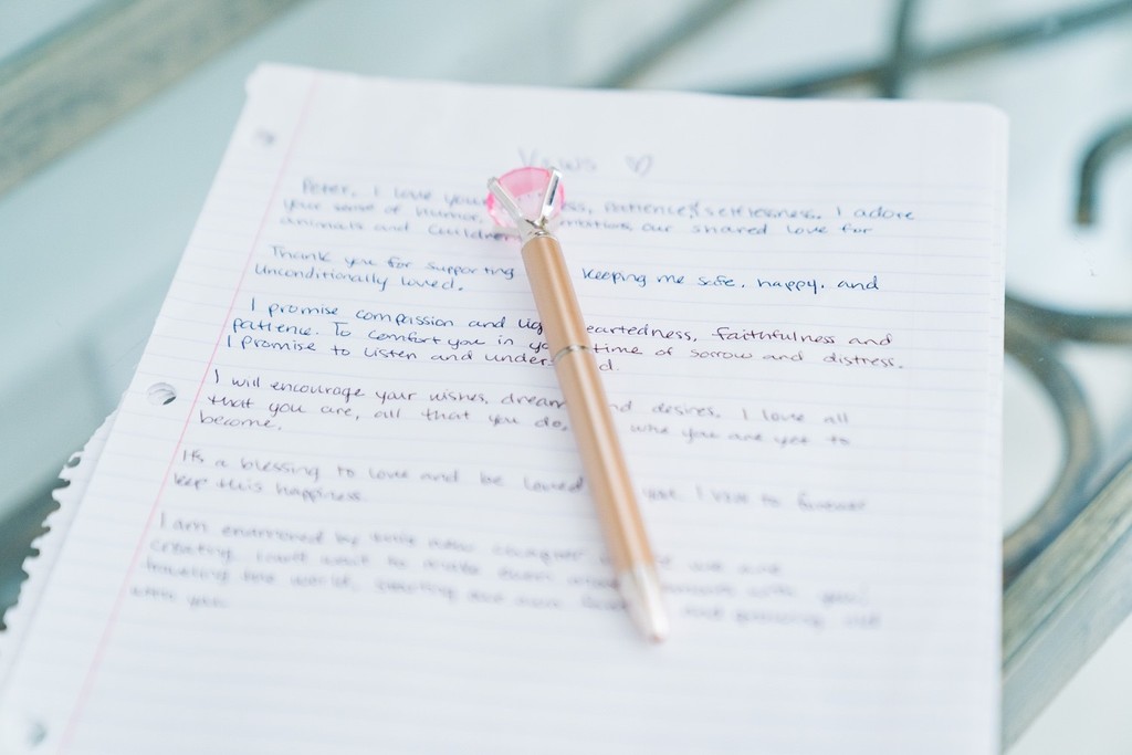 Handwritten Vows at Ramble Creek Wedding