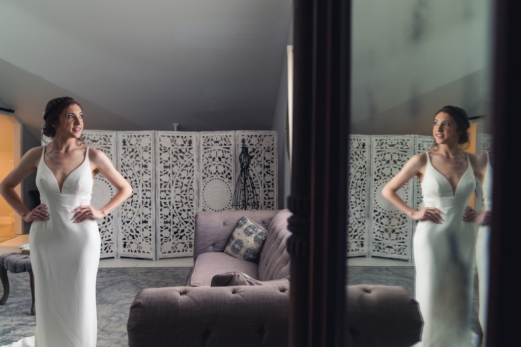 Bride’s Reflection in the Mirror at Ramble Creek