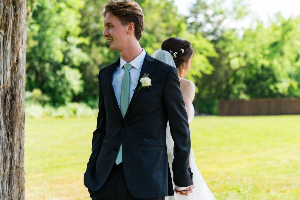 Groom’s Reaction at Ramble Creek Wedding First Touch