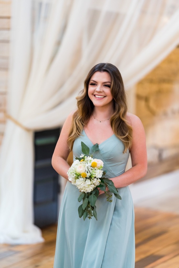 Bridesmaid in Sage Green Gown
