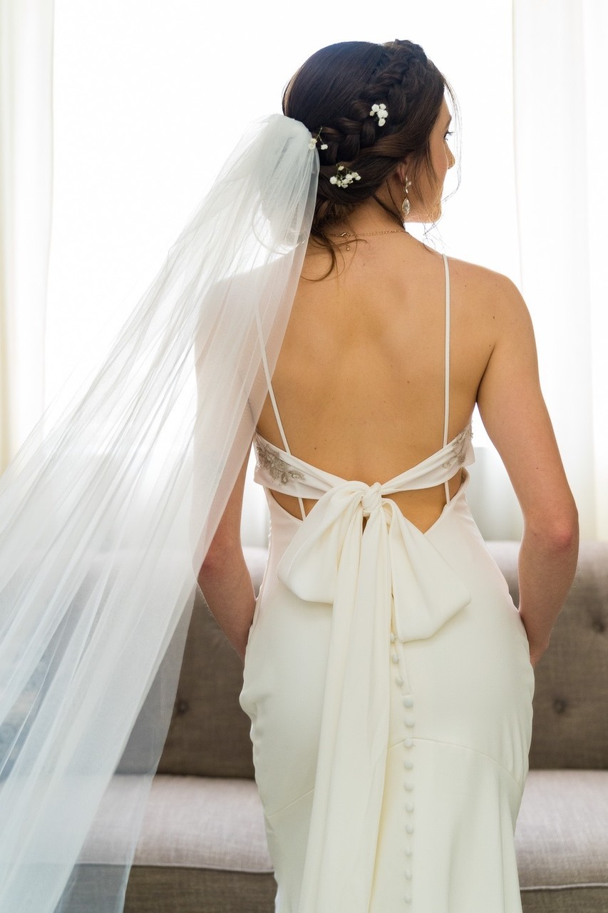 Back of Bride’s Dress with Bow at Ramble Creek