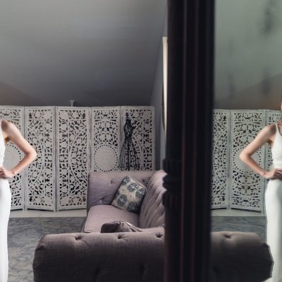 Bride’s Reflection in the Mirror at Ramble Creek