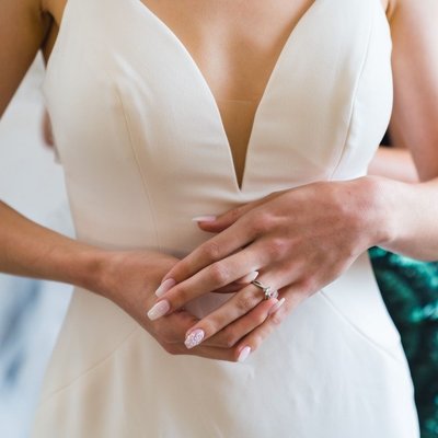 Wedding Dress and Ring Detail at Ramble Creek Wedding