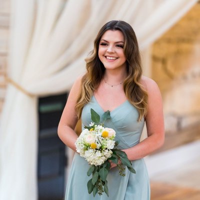 Bridesmaid in Sage Green Gown