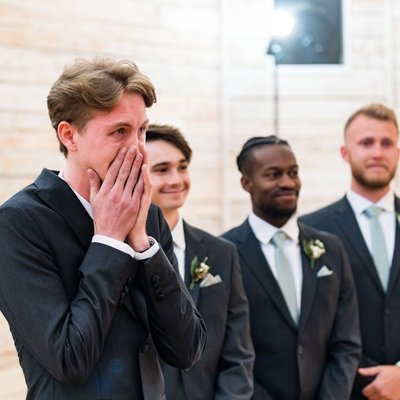 Groom's Emotional Reaction at Ramble Creek Wedding