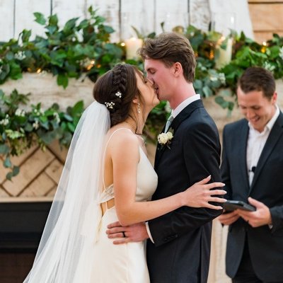 Ramble Creek Wedding First Kiss