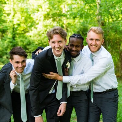 Groomsmen Candid Moment at Ramble Creek Wedding