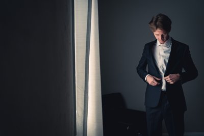 Groom Getting Ready at Ramble Creek Wedding