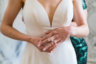 Wedding Dress and Ring Detail at Ramble Creek Wedding