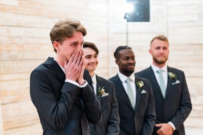 Groom's Emotional Reaction at Ramble Creek Wedding