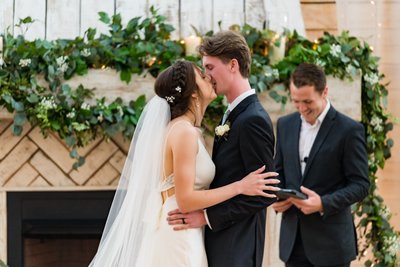 Ramble Creek Wedding First Kiss