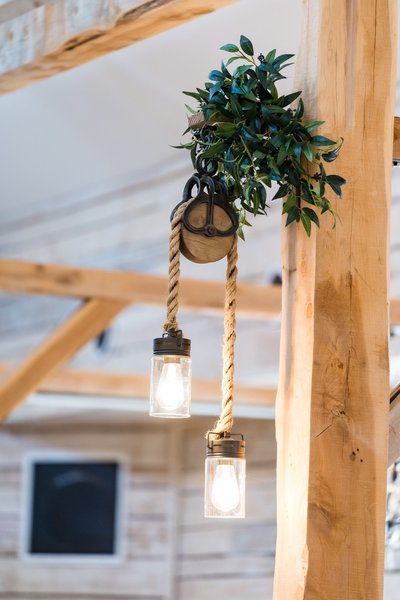 Rustic Lighting Detail at Ramble Creek Wedding Venue