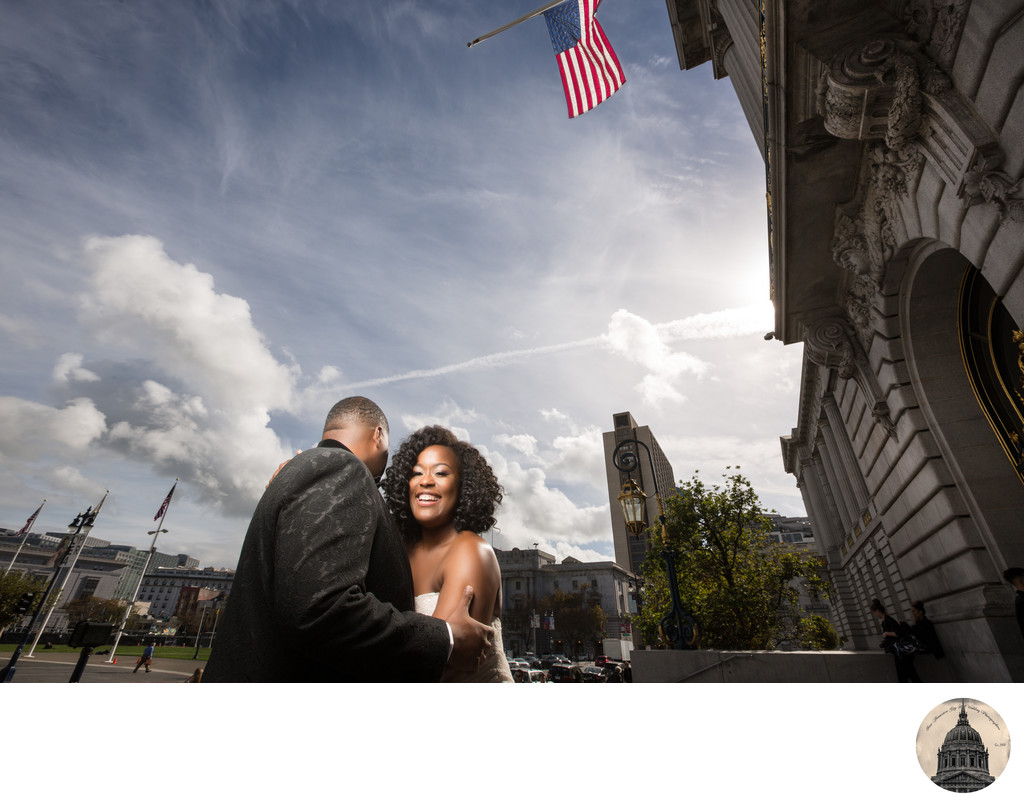 black couple san francisco city hall wedding