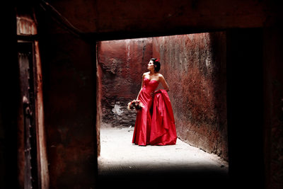 Destination Wedding Photographer Morocco Red Wedding Dress