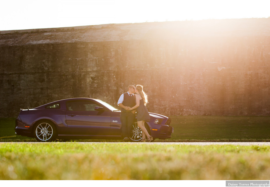 Car and Couple Engagement Session